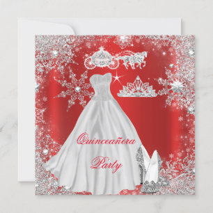 Invitation Quinceañera Fête d'anniversaire 15 ans Rouge Royal