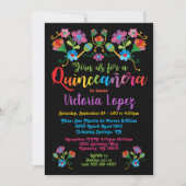 Invitation Quinceañera fête d'anniversaire avec broderie (Devant)