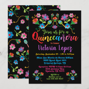 Invitation Quinceañera fête d'anniversaire avec broderie