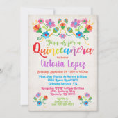 Invitation Quinceañera fête d'anniversaire avec broderie (Devant)