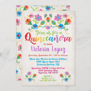 Invitation Quinceañera fête d'anniversaire avec broderie