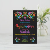 Invitation Quinceañera fête d'anniversaire avec broderie (Debout devant)