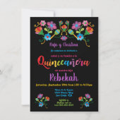 Invitation Quinceañera fête d'anniversaire avec broderie (Devant)