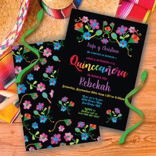 Invitation Quinceañera fête d'anniversaire avec broderie
