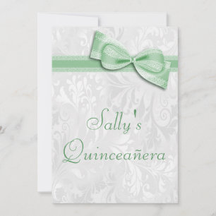 Invitation Quinceañera fête d'anniversaire Damask et Faux Bow