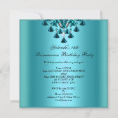 Invitation Quinceanera fête d'anniversaire Turquoise bleu (Dos)