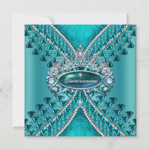 Invitation Quinceanera fête d'anniversaire Turquoise bleu