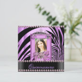 Invitation Quinceanera fête d'anniversaire Zebra Lilac Pearl (Debout devant)