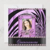 Invitation Quinceanera fête d'anniversaire Zebra Lilac Pearl (Devant)