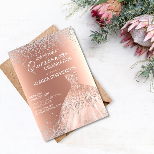 Invitation Quinceanera Fête de la Quinceanera Robe Diamants