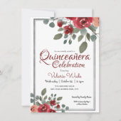 Invitation Quinceañera Fête de l'aquarelle Rose Floral (Devant)