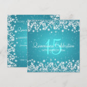 Invitation Quinceañera Fête de l'hiver Sparkle Blue (Devant / Derrière)