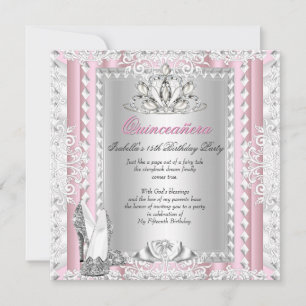 Invitation Quinceanera Fête des 15 ans Chaussures Roses Décor