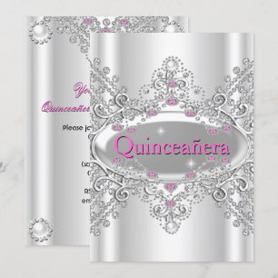 Invitation Quinceañera Fête des 15 ans Diamants Roses