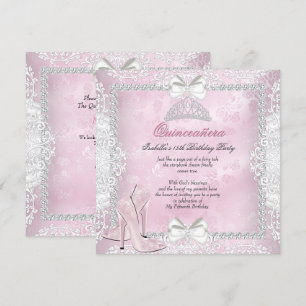 Invitation Quinceanera Fête des 15 ans Escarpins Roses