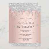 Invitation Quinceanera fête hiver argent parties scintillant  (Devant / Derrière)