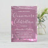 Invitation Quinceanera Fête Mascarade violette (Debout devant)