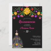 Invitation Quinceanera Fiesta Mexicaine Florale Anniversaire (Devant)