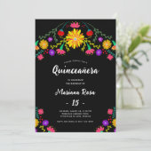 Invitation Quinceanera Fiesta Mexicaine Florale Anniversaire (Debout devant)