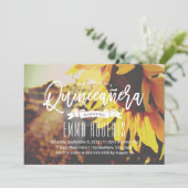 Invitation Quinceanera Fille de tournesol rustique 15e annive (Debout devant)