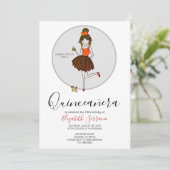 Invitation Quinceanera Fille En Robe De Fête (Debout devant)