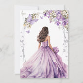 Invitation Quinceañera Fleur Papillon Argent Violet (Dos)