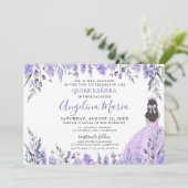 Invitation Quinceañera Fleur Princesse Violet (Debout devant)