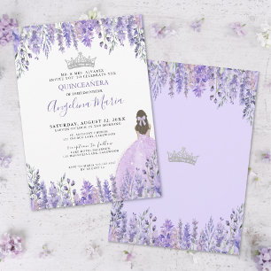 Invitation Quinceañera Fleurie Aquarelle Violet
