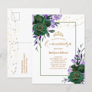 Invitation Quinceañera Fleurie Violette et Or