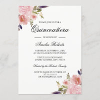 Quinceanera Fleurs Aquarelle Pivoines Rose Violet