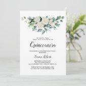 Invitation Quinceañera Fleurs Blanches Classiques (Debout devant)