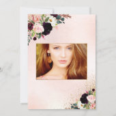 Invitation Quinceañera, Fleurs d'aquarelle rousse do-it-yours (Dos)