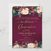 Invitation Quinceañera, Fleurs d'aquarelle rousse do-it-yours (Devant)
