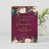 Invitation Quinceañera, Fleurs d'aquarelle rousse do-it-yours (Debout devant)