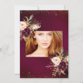 Invitation Quinceañera, Fleurs d'aquarelle rousse do-it-yours (Dos)