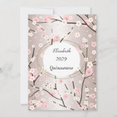 Invitation Quinceanera Fleurs de fleurs rose pâle Anniversair (Dos)