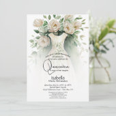Invitation Quinceañera | Fleurs et robes d'ivoire (Debout devant)