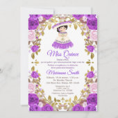Invitation Quinceanera Fleurs Violettes (Devant)