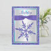 Invitation Quinceañera Flocon de Neige Pailleté Ar (Debout devant)