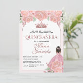 Invitation Quinceanera Floral Blush Pink Mis Quince Anos (Debout devant)
