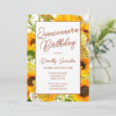 Invitation Quinceanera Floral de tournesol moderne (Debout devant)
