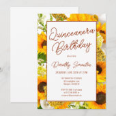 Invitation Quinceanera Floral de tournesol moderne (Devant / Derrière)