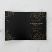 Invitation Quinceanera Floral noir et or fin (Intérieur)