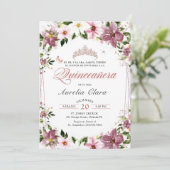 Invitation Quinceañera Floral Papillons Espagnol (Debout devant)