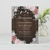 Invitation Quinceañera, Floral rose roux en bois (Debout devant)