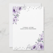 Invitation Quinceanera florale d'argent violet Lilac (Dos)