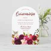 Invitation Quinceanera florale de Boho, vin rouge de Bourgogn (Debout devant)