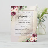 Invitation Quinceañera florale de Bourgogne, de Blush et de C (Debout devant)
