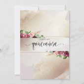 Invitation Quinceañera florale de Bourgogne, de Blush et de C (Dos)