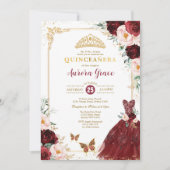 Invitation Quinceañera Florale de Bourgogne Princess Mis Quin (Devant)